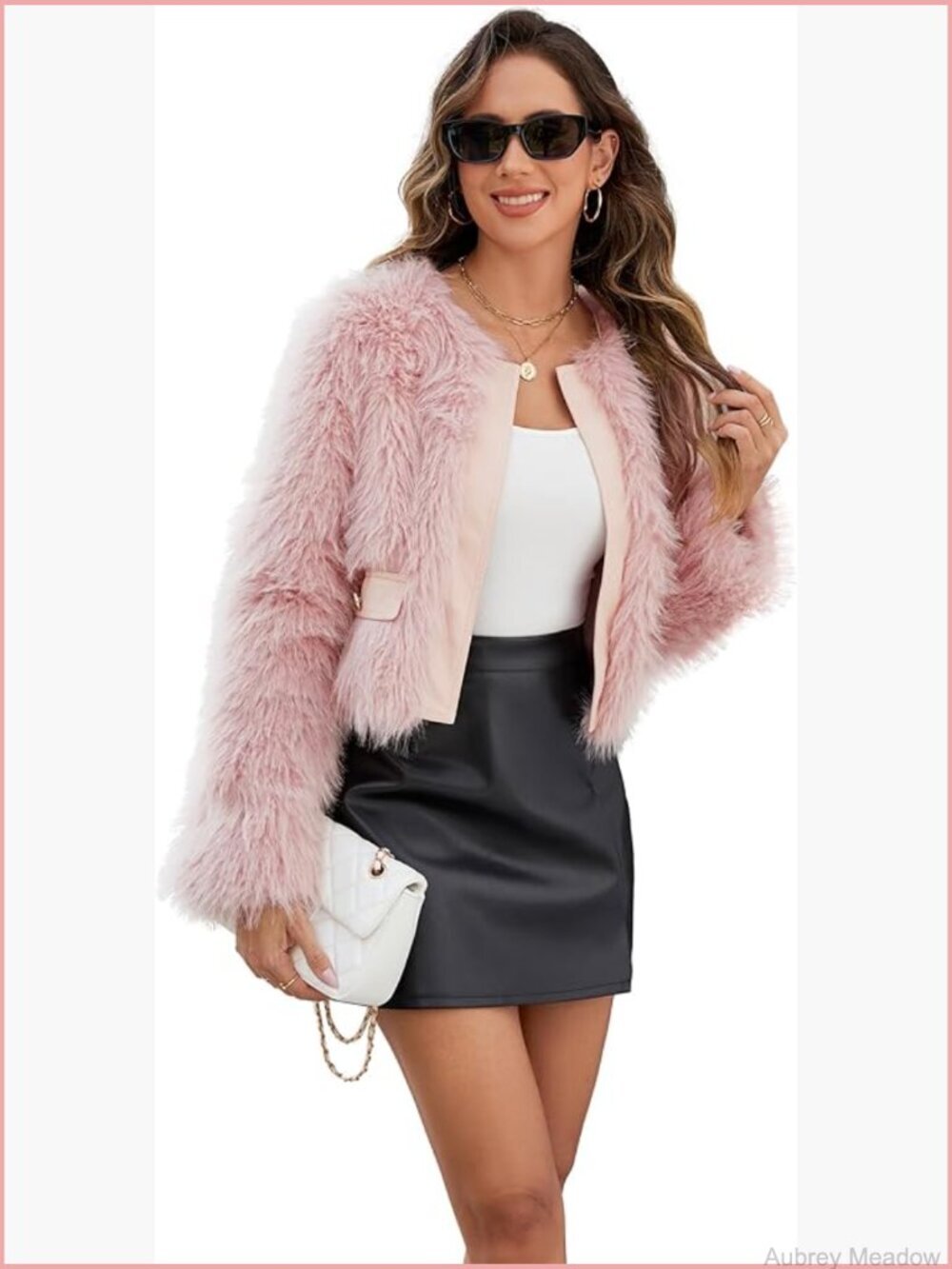 Faux Fur Cropped Coat Fuzzy Winter Jacket Long Sleeve Open Front Cardigan